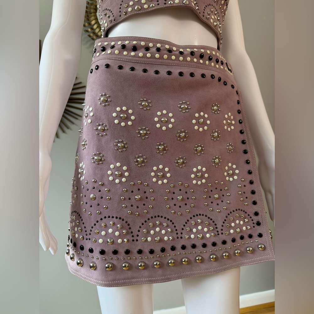 Nasty Gal - Lilac Sisters of the Moon Studded Suede Skirt & Top Set - Picture 13 of 17